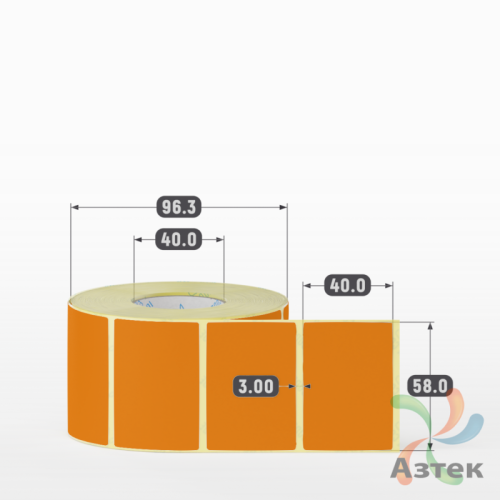 Термоэтикетка 58х40 Termo ECO цветная (рядов 1 по 1000 шт), втулка 40 мм (к) цвет - Pantone 716 U, 