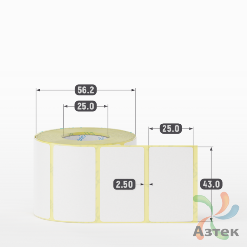 Термоэтикетка ЭКО 43х25 (рядов 1 по 500 шт)  в рулоне, втулка 25 мм (к) IQ code