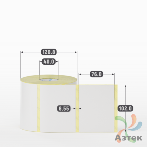 Термотрансферная этикетка 102х76 (рядов 1 по 900 шт) Полуглянец в рулоне, втулка 40 мм (к) IQ code