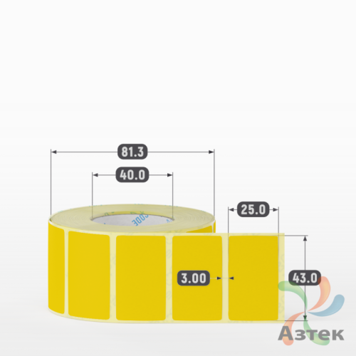 Термоэтикетка 43х25 Termo ECO цветная (рядов 1 по 1000 шт), втулка 40 мм (к) цвет - Pantone Yellow U, 