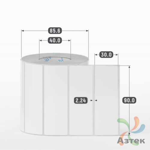 Этикетка самоклеящаяся 90х30 (рядов 1 по 1 000 шт) Полипропилен белый в рулоне, втулка 40 мм (к) IQ code 	
