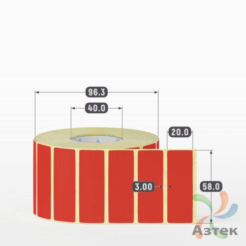 Термоэтикетка 58х20 Termo ECO цветная (рядов 1 по 2000 шт), втулка 40 мм (к) цвет - Pantone 179 U, 