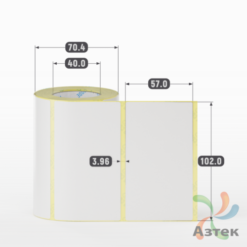 Термотрансферная этикетка 102х57 (рядов 1 по 300 шт) Полуглянец в рулоне, втулка 40 мм (к) IQ code