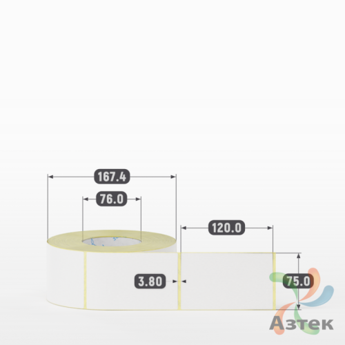 Термоэтикетка ЭКО 75х120 (рядов 1 по 1 000 шт)  в рулоне, втулка 76 мм (к) IQ code