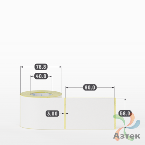 Термоэтикетка ЭКО 58х90 (рядов 1 по 250 шт)  в рулоне, втулка 40 мм (к) IQ code