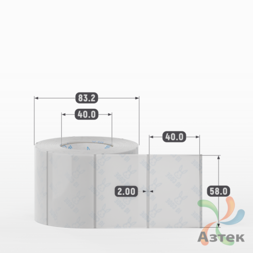 Этикетка самоклеящаяся с печатью 58х40 (рядов 1 по 700 шт) Прозрачный полипропилен в рулоне, втулка 40 мм (к) IQ code + Черная метка