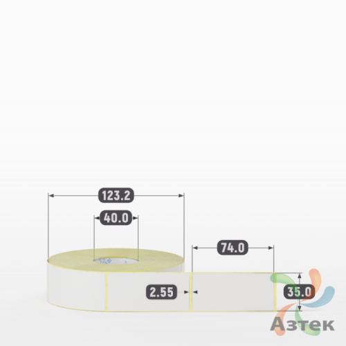 Термотрансферная этикетка 35х74 (рядов 1 по 1 000 шт) Полуглянец в рулоне, втулка 40 мм (к) IQ code