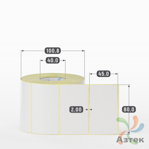 Термотрансферная этикетка 80х45 (рядов 1 по 1 000 шт) Полуглянец в рулоне, втулка 40 мм (к) IQ code