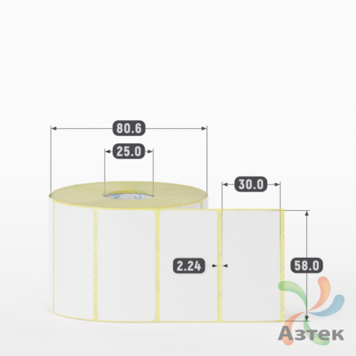 Термоэтикетка ЭКО 58х30 (рядов 1 по 1 000 шт)  в рулоне, втулка 25 мм (к) IQ code