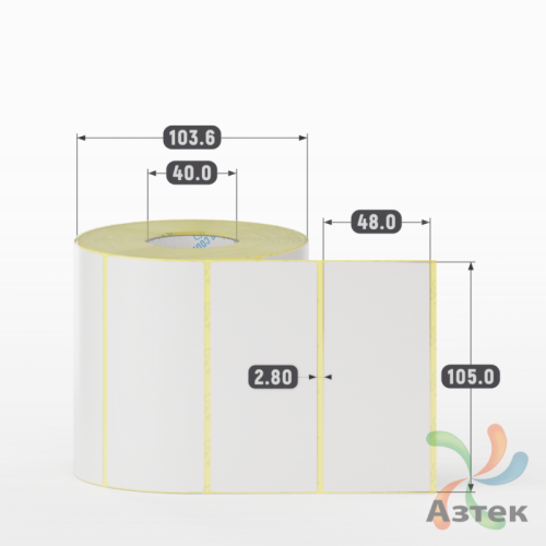 Термотрансферная этикетка 105х48 (рядов 1 по 1 000 шт) Полуглянец в рулоне, втулка 40 мм (к) IQ code
