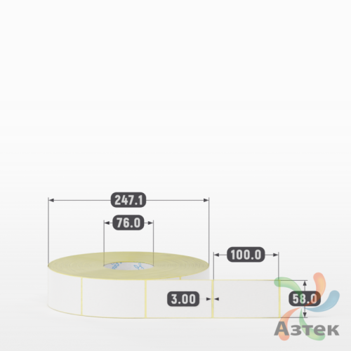 Термоэтикетка ЭКО 58х100 (рядов 1 по 3 000 шт)  в рулоне, втулка 76 мм (к) IQ code