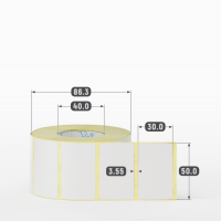 Термотрансферная этикетка 50х30 (рядов 1 по 1 000 шт) Полуглянец в рулоне, втулка 40 мм (к) IQ code