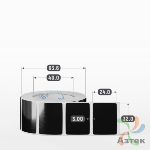 Этикетка 32х24 цветная Полипропилен (рядов 1 по 500 шт), втулка 40 мм (к) цвет - Черный   