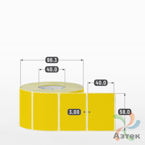 Термоэтикетка 58х40 Termo ECO цветная (рядов 1 по 1000 шт), втулка 40 мм (к) цвет - Pantone Yellow U, 