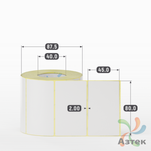 Термотрансферная этикетка 80х45 (рядов 1 по 700 шт) Полуглянец в рулоне, втулка 40 мм (к) IQ code