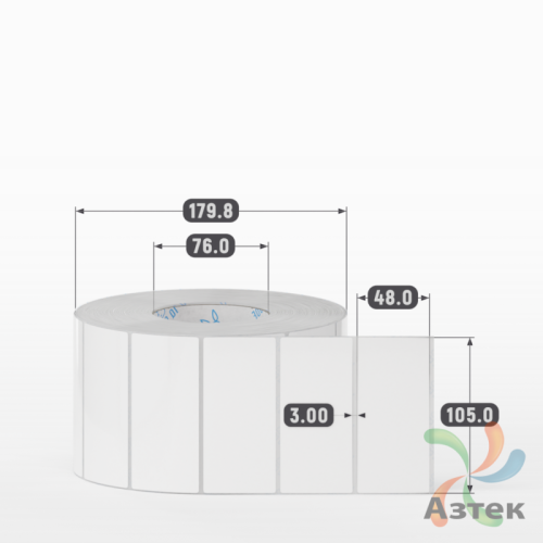 Этикетка самоклеящаяся 105х48 (рядов 1 по 3 000 шт) Полипропилен белый в рулоне, втулка 76 мм (к) IQ code 	