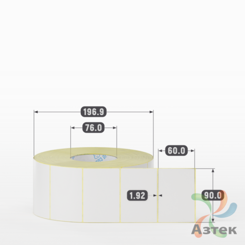 Термотрансферная этикетка 90х60 (рядов 1 по 3 000 шт) Полуглянец в рулоне, втулка 76 мм (к) IQ code