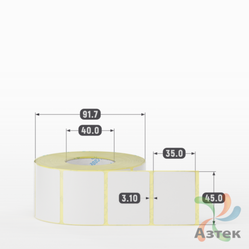 Термотрансферная этикетка 45х35 (рядов 1 по 1 000 шт) Полуглянец в рулоне, втулка 40 мм (к) IQ code