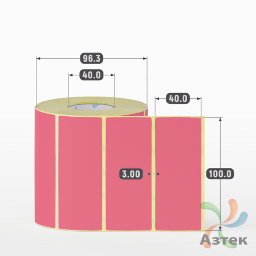 Термоэтикетка 100х40 Termo ECO цветная (рядов 1 по 1000 шт), втулка 40 мм (к) цвет - Pantone 190 U, 