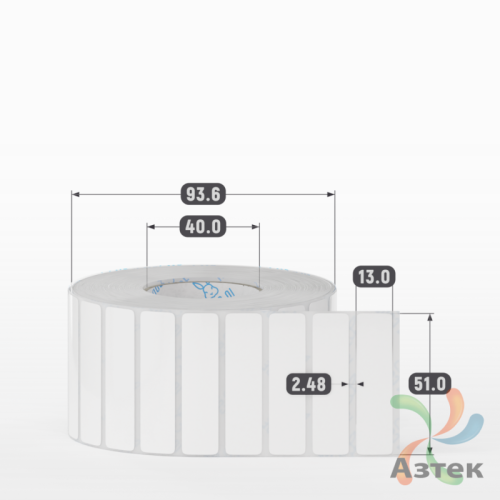 Этикетка самоклеящаяся 51х13 (рядов 1 по 3 000 шт) Полипропилен белый в рулоне, втулка 40 мм (к) IQ code 	
