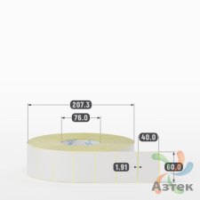 Термотрансферная этикетка 60х40 (рядов 1 по 5 000 шт) Полуглянец Намотка внутрь в рулоне, втулка 76 мм (к) IQ code