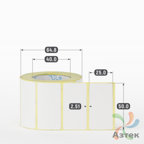 Термоэтикетка ЭКО 50х25 (рядов 1 по 500 шт)  в рулоне, втулка 40 мм (к) IQ code