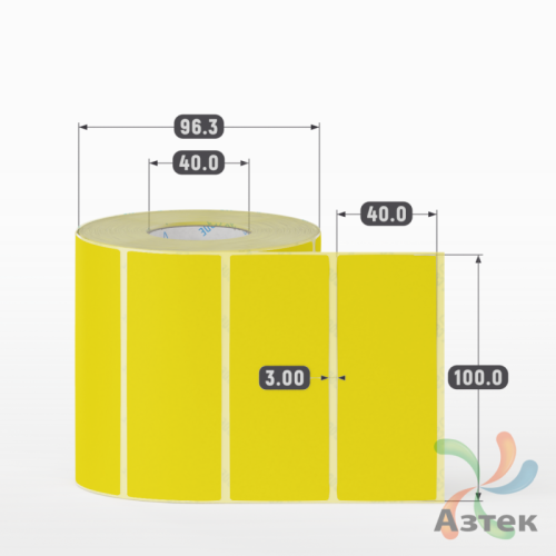 Термоэтикетка 100х40 Termo ECO цветная (рядов 1 по 1000 шт), втулка 40 мм (к) цвет - Pantone 102 U, 