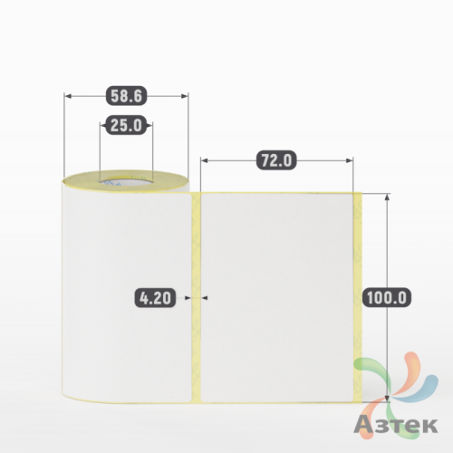 Термоэтикетка ЭКО 100х72 (рядов 1 по 200 шт)  в рулоне, втулка 25 мм (к) IQ code
