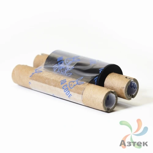 Красящая лента (риббон) 57 мм. х 74 м. Wax HW120A+ Out Черный, втулка 0.5 дюйма (110мм ширина) IQ Code