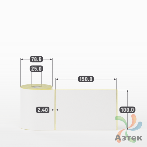 Термоэтикетка ЭКО 100х150 (рядов 1 по 200 шт)  в рулоне, втулка 25 мм (к) IQ code