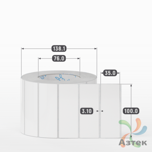 Этикетка самоклеящаяся 100х35 (рядов 1 по 2 000 шт) Полипропилен белый в рулоне, втулка 76 мм (к) IQ code 	