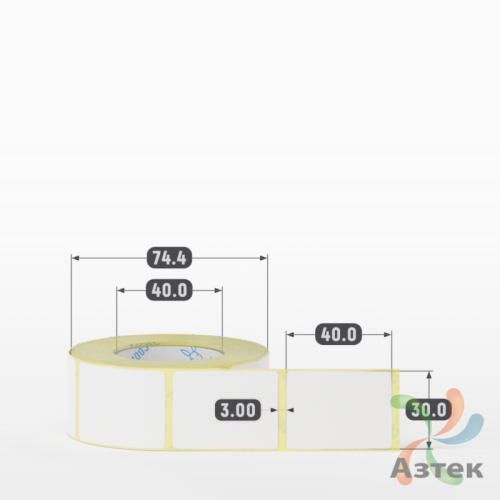 Термоэтикетка ЭКО 30х40 (рядов 1 по 500 шт)  в рулоне, втулка 40 мм (к) IQ code