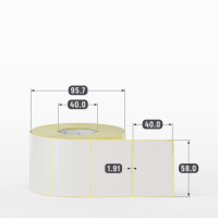 Термотрансферная этикетка 58х40 (рядов 1 по 1 000 шт) Полуглянец Намотка внутрь в рулоне, втулка 40 мм (к) IQ code