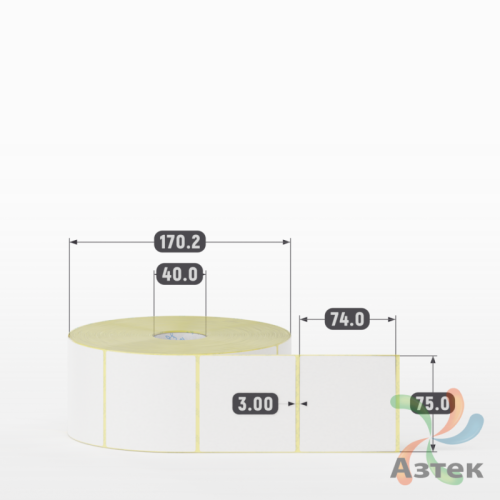 Термоэтикетка ЭКО 75х74 (рядов 1 по 2 000 шт)  в рулоне, втулка 40 мм (к) IQ code