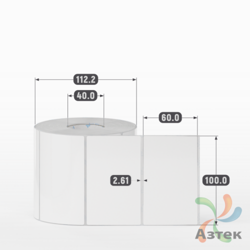 Этикетка самоклеящаяся 100х60 (рядов 1 по 1 000 шт) Полипропилен съемный клей в рулоне, втулка 40 мм (к) IQ code