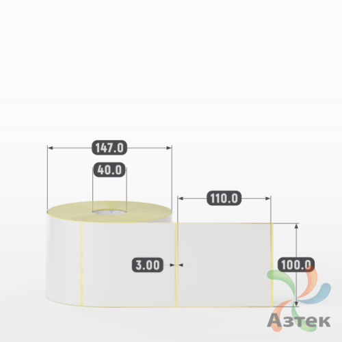 Термотрансферная этикетка 100х110 (рядов 1 по 1 000 шт) Полуглянец в рулоне, втулка 40 мм (к) IQ code