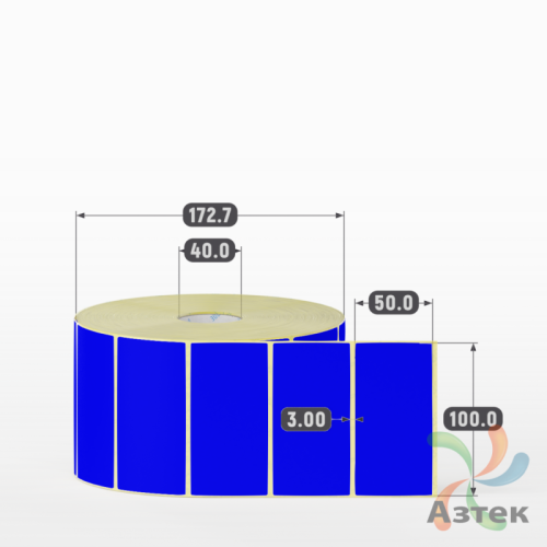 Термоэтикетка 100х50 Termo ECO цветная (рядов 1 по 3000 шт), втулка 40 мм (к) цвет - Синий, 