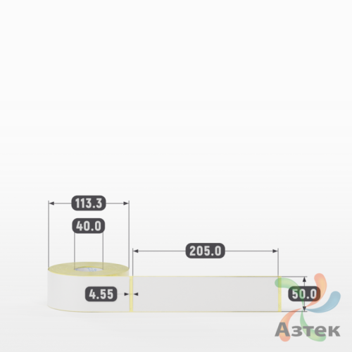 Термотрансферная этикетка 50х205 (рядов 1 по 300 шт) Полуглянец в рулоне, втулка 40 мм (к) IQ code
