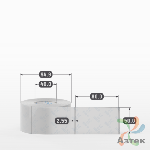 Этикетка самоклеящаяся с печатью 50х80 (рядов 1 по 500 шт) Прозрачный полипропилен в рулоне, втулка 40 мм (к) IQ code + Черная метка