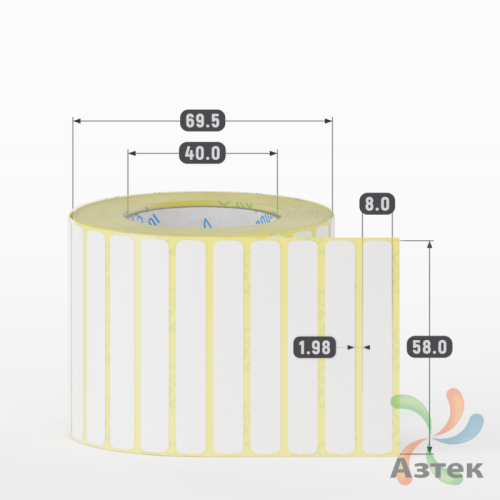 Термоэтикетка ТОП 58х8 (рядов 1 по 2 000 шт)  в рулоне, втулка 40 мм (к) IQ code