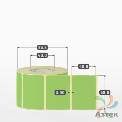 Термоэтикетка 58х40 Termo ECO цветная (рядов 1 по 700 шт), втулка 40 мм (к) цвет - Pantone 367 U, 