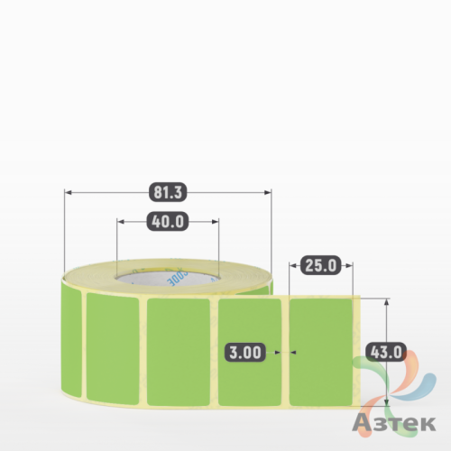 Термоэтикетка 43х25 Termo ECO цветная (рядов 1 по 1000 шт), втулка 40 мм (к) цвет - Pantone 367 U, 