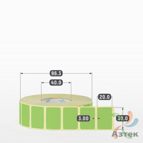 Термоэтикетка 30х20 Termo ECO цветная (рядов 1 по 2000 шт), втулка 40 мм (к) цвет - Pantone 367 U, 