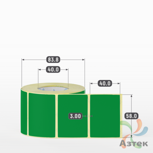 Термоэтикетка 58х40 Termo ECO цветная (рядов 1 по 700 шт), втулка 40 мм (к) цвет - Pantone 355 U, 