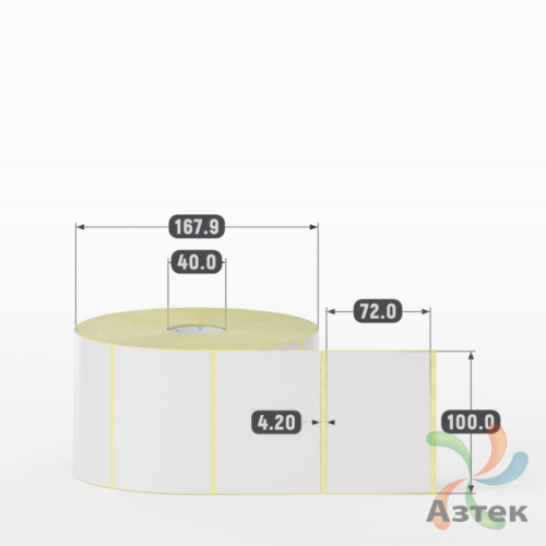 Термотрансферная этикетка 100х72 (рядов 1 по 2 000 шт) Полуглянец в рулоне, втулка 40 мм (к) IQ code