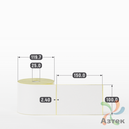 Термоэтикетка ЭКО 100х150 (рядов 1 по 500 шт)  в рулоне, втулка 25 мм (к) IQ code