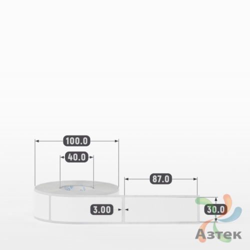 Этикетка самоклеящаяся 30х87 (рядов 1 по 500 шт) Transfer Vellum в рулоне, втулка 40 мм (к) IQ code 