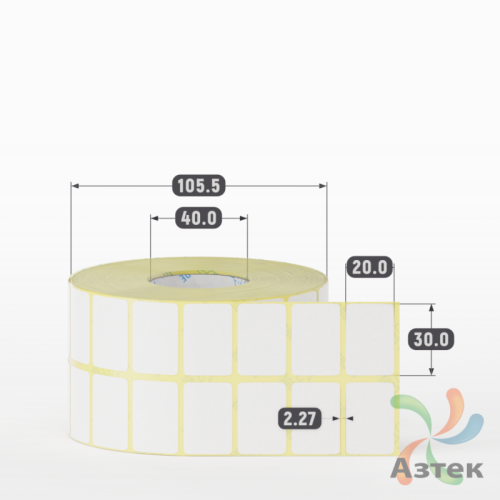 Термоэтикетка ЭКО 30х20 (рядов 2 по 2 500 шт)  в рулоне, втулка 40 мм (к) IQ code