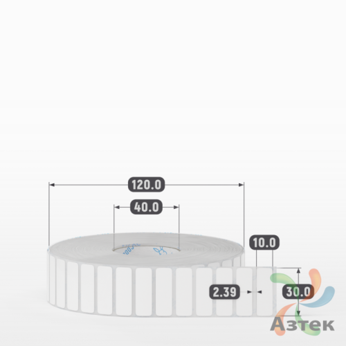 Этикетка самоклеящаяся 30х10 (рядов 1 по 7 000 шт) Полипропилен белый в рулоне, втулка 40 мм (к) IQ code 	