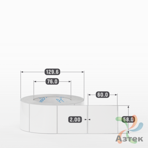Этикетка самоклеящаяся 58х60 (рядов 1 по 1 000 шт) Полипропилен белый в рулоне, втулка 76 мм (к) IQ code 	